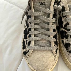 Adorable P448 shoes . Glittery toe and super fun pattern goes with anything .